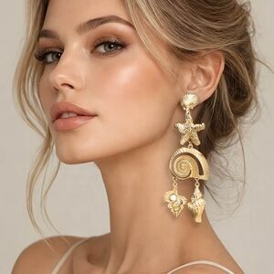 Gold Seashell Dangle Earrings